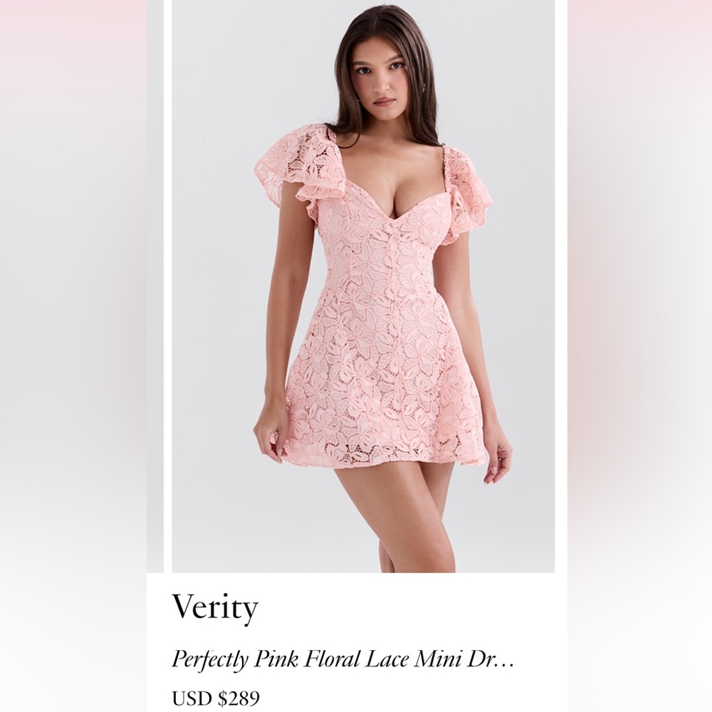 verty Perfectly Pink Floral Lace Mini Dress